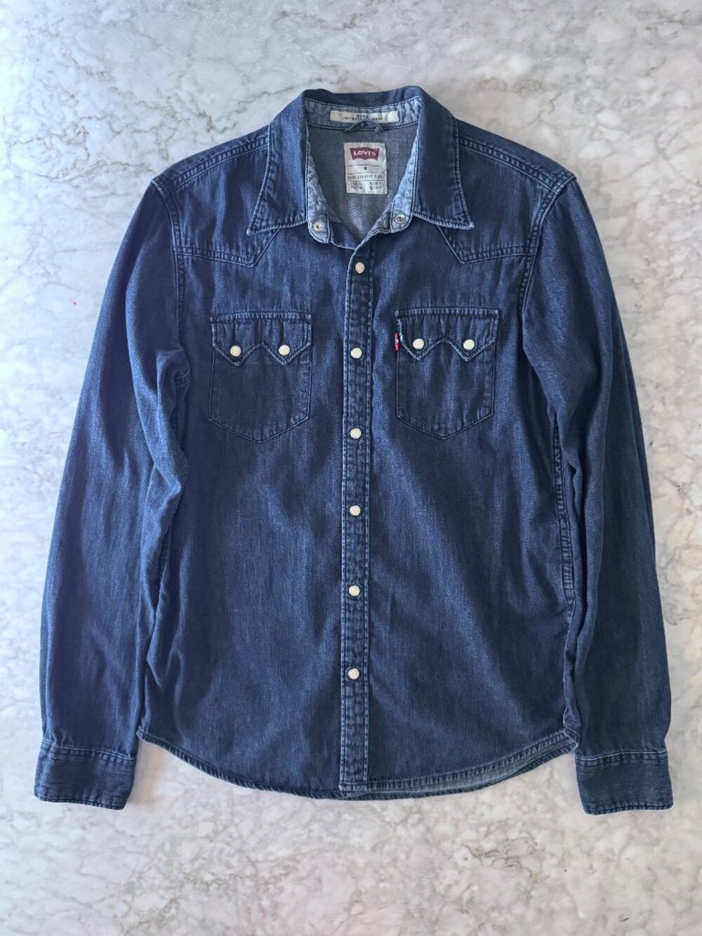 Levi's Mens Western Pearl Snap Cotton Denim Button-Up Shirt 61879 Size Medium M